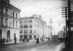 Streetcar at the corner of Granville and Pender in old Vancouver