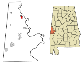 Sumter County Alabama Incorporated and Unincorporated areas Gainesville Highlighted.svg