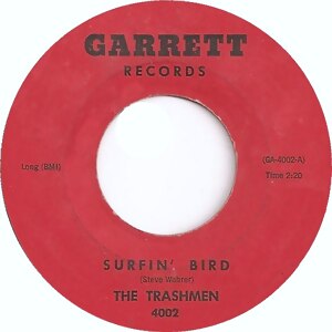 Label art for the 7-inch single "Surfin' Bird", with the original songwriting credit.