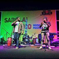 Performing at Sabolai Radio in 2015