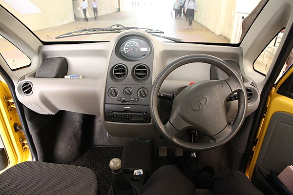 The Tata Nano's dashboard is very simple.