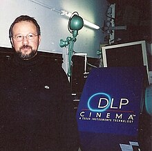First digital cinema projection in Paris with the DLP CINEMA technology developed by Texas Instruments (2000). Texas Instruments, DLP Cinema Prototype System, Mark V, Paris, 2000 - Philippe Binant Archives.jpg