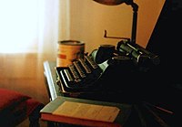 A copy of the 1939 edition of Writer's Market, published by Writer's Digest Books rests next to William Faulkner's Underwood Universal Portable typewriter in his office at his home, Rowan Oak, which is now maintained by the University of Mississippi in Oxford as a museum. TheFaulknerPortable.jpg