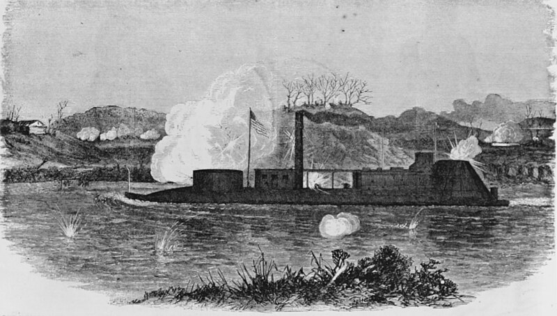 File:The United States Monitor 'Neosho' Engaging Three Rebel Batteries on the Cumberland, Below Nashville, Dec. 6, 1864 - NH 58894.jpg