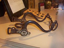 Civil War exhibit in the Tipton County Museum (2008) Tipton Cty Museum Ft Pillow bridle bit.jpg