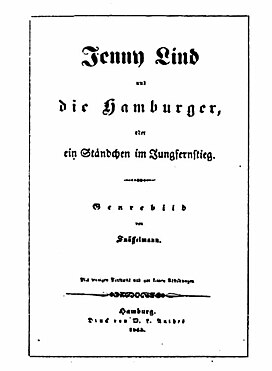 Titelsidan til pamfletten mot J. Lind i Hamburg 1845.