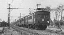 An up express service on the Tobu Isesaki Line formed of a 4-car EMU in March 1940 Tobu Isesaki Line 194003.jpg