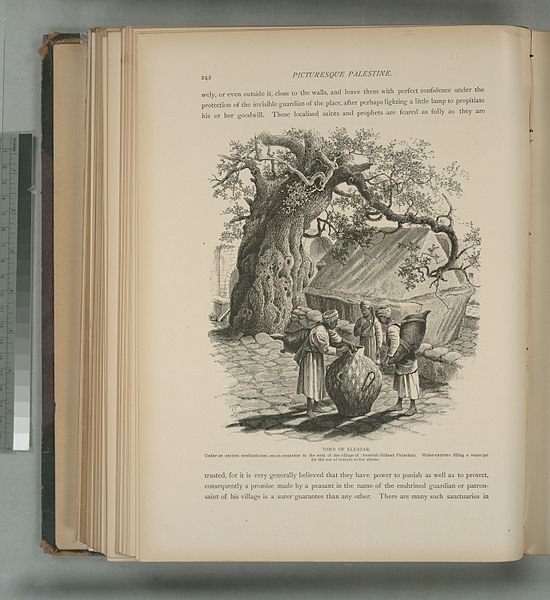 File:Tomb of Eleazar, under an ancient terebinth-tree, on an eminence to the west of the village of 'Awertah (Gibeah Phinehas). Water-carriers filling a water-jar for the use of visitors to the (NYPL b10607452-80408).jpg