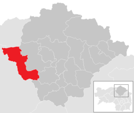 Poloha obce Tragöß-Sankt Katharein v okrese Bruck-Mürzzuschlag (klikacia mapa)