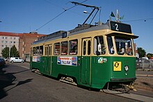 The Karia HM V trams built in 1959 were built with provisions for use on the originally planned light rail-type metro system. Tram 2 in Helsinki.jpg