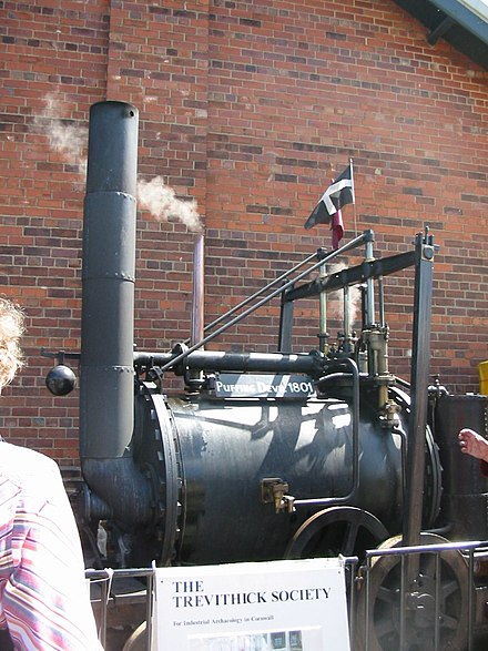 A replica of Trevithick's 1801 road locomotive Puffing Devil