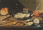 Still Life with Kippers, Oysters and Smoker's Accessories – Floris van Schooten, 1590–1655