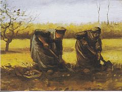 Two Peasant women, digging potatoes (F97)