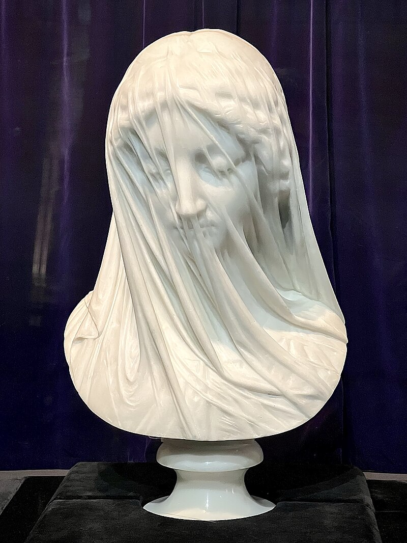 Veiled Lady Bust Statue / Maiden Marble Sculpture - Made in Europe