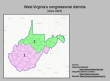 West Virginia's congressional districts since 2023 West Virginia's congressional districts (since 2023).png