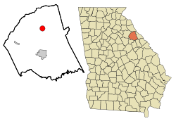 Wilkes County Georgia Incorporated and Unincorporated areas Tignall Highlighted.svg