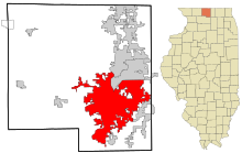 Winnebago County Illinois incorporated and unincorporated areas Rockford highlighted.svg