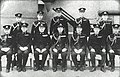 The chief officers of Yamato photographed on April 5, 1945, two days before the Ten-Go sortie. Rear Admiral Kosaku Ariga is seated in the center of the front row.