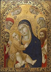 'Madonna and Child with Saints Jerome, John the Baptist, Bernardino and Bartholomew', painting by Sano di Pietro, 15th century, Art Gallery of New South Wales.jpg