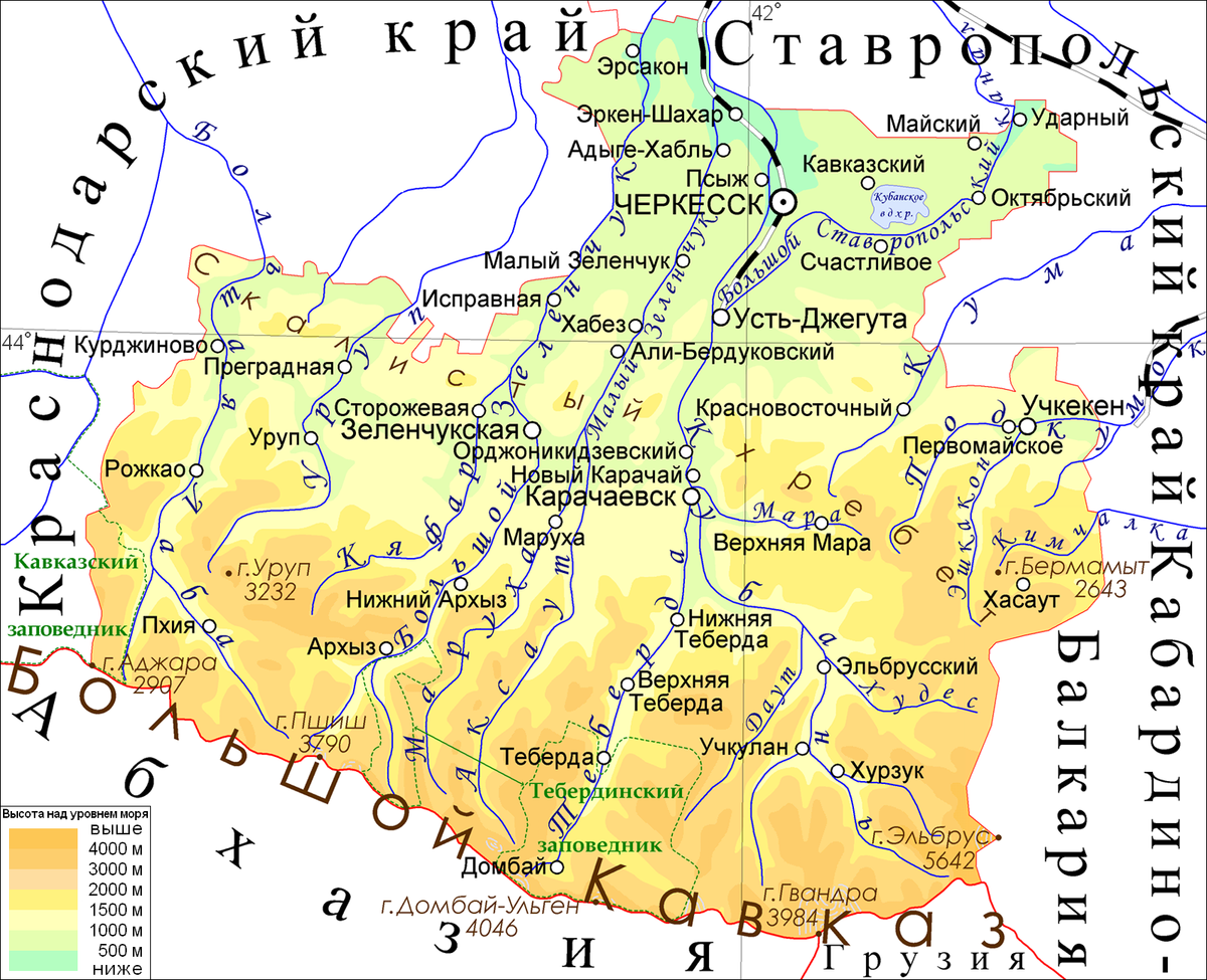Карачаево-Черкесская Республика на карте. Карачаево-Черкесская Республика карта с районами. Республика Карачаево-Черкессия на карте. Карачаево-Черкесская Республика на карте России. Рядом с черкесском