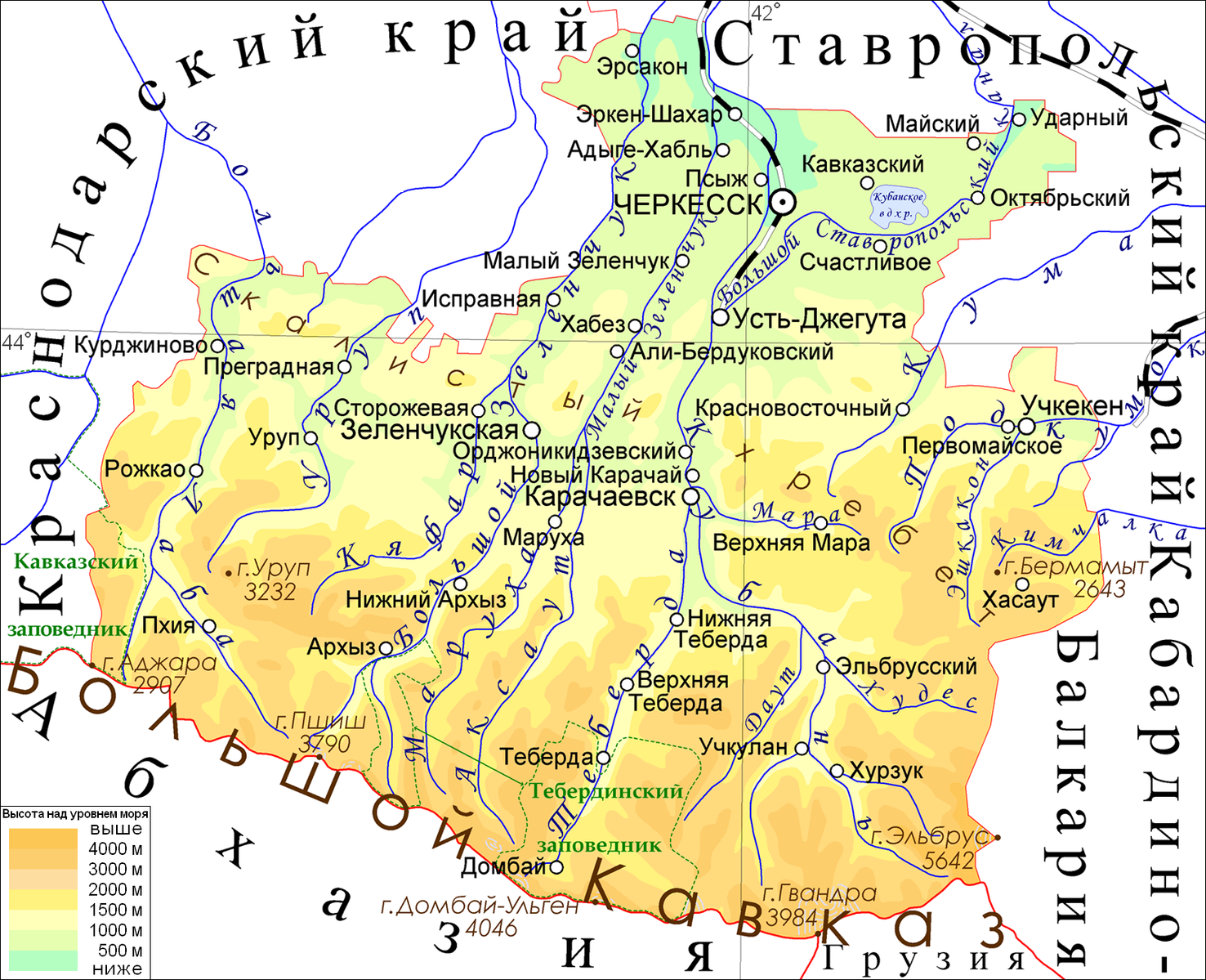 Рожкао карачаево черкесия карта