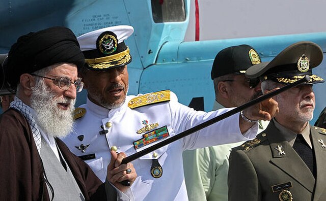 Ali Khamenei with IRIN commanders (at the time) during inauguration of Jamaran frigate