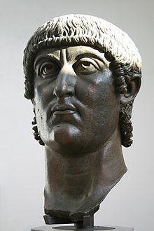 Head of a bronze colossus of Constantine, now in the Capitoline Museums 0 Gaius Flavius Valerius Constantinus - Palatino.JPG