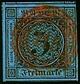 Red cancel of Rastatt. Luxus item sold 1,700 DM. Deep blue (Grobe 8b)