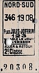 Billet aller-retour émis le 346e jour de l'année 1919, soit le vendredi 12 décembre 1919 à 8 heures du matin.