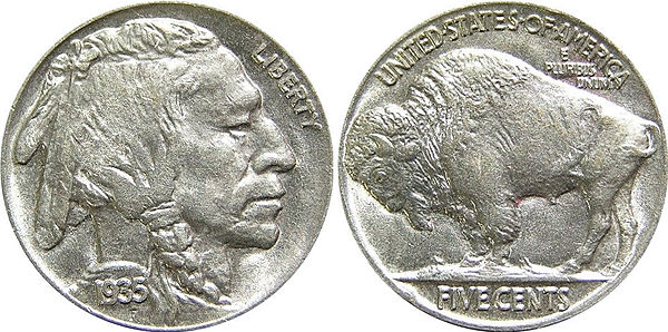 U.S. Indian Head nickel, for which Big Tree claimed he was one of three models used – although the sculptor said that another Chief Big Tree, Adoeette