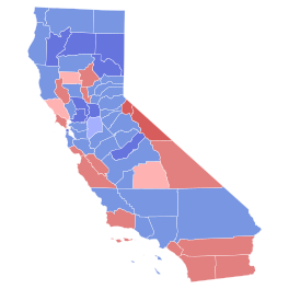 1962 California Gubernatorial election results by county: Brown:      40-50%      50-60%      60-70% Nixon:      40-50%      50-60%      60-70% 1962 California gubernatorial election results map by county.svg