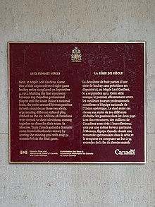 plaque with series information in English and French