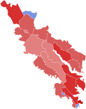2010 general election in Virginia's 1st congressional district by county.svg