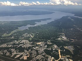 2019-07-22 15 52 14 View east across Stafford Courthouse towards the Aquia Creek and the Potomac River in eastern Stafford County, Virginia from an airplane heading for Washington Dulles International Airport.jpg