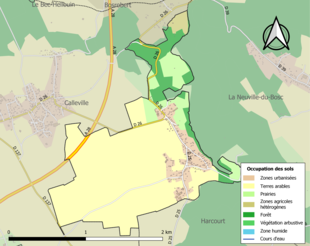 Barevná mapa znázorňující využití půdy.