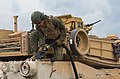 U.S. Marine Corps Pfc. Jackson Blackburn, a tank crewman with 2nd Tank Battalion (2nd Tanks), 2d Marine Division (MARDIV), refuels an M1A1 Abrams tank during a refueling exercise at Camp Lejeune, North Carolina, March 10, 2020. The exercise tested 2nd TanksвЂ™ execution of Tank Table 12 qualification. The qualification requires offensive and defensive tactics to improve and test the MarinesвЂ™ ability to make quick and conclusive decisions. (U.S. Marine Corps photo by Lance Cpl. Reine Whitaker)