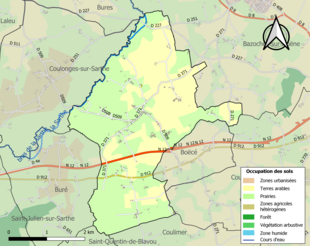 Barevná mapa znázorňující využití půdy.