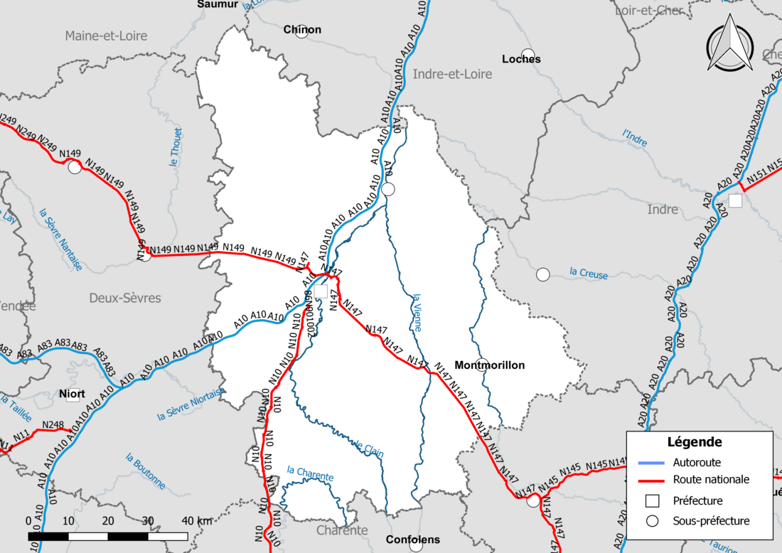 Réseau routier de la Vienne