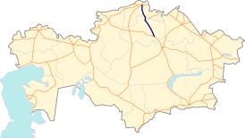 A1 nella rete di autostrade del Kazakistan di importanza repubblicana