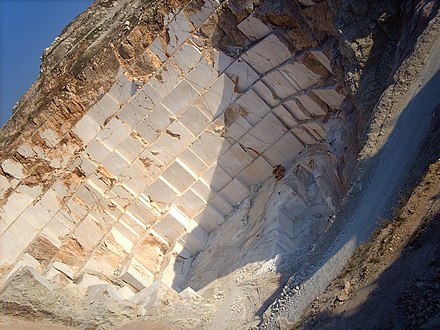 Marble quarries in Turkey. Turkey's reserves amount to 72% of the world's total.