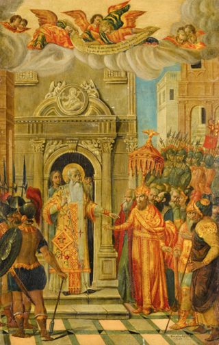 <i>A Scene from the Life of John Chrysostom</i> (Ventouras) Painting by Spyridon Ventouras