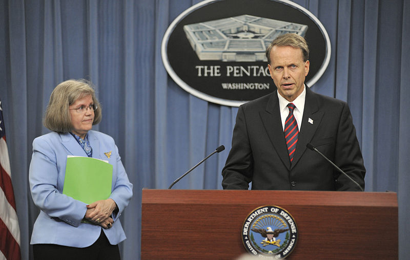 File:Acting Deputy Assistant Secretary for Military Community and Family Policy Charles Milam talks to reporters during a joint press conference with Assistant Director for the Office of Service Member Affairs at th 121018-D-NI589-504.jpg