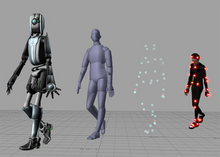 Illustration des quatre étapes de construction d'un personnage en images de synthèse.