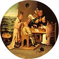 painting after Hieronymous Bosch's Cutting the Stone (removing the stone of madness)