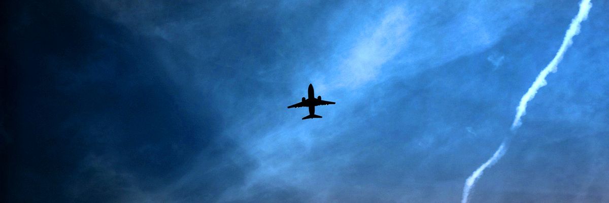 airplanes in the sky at night