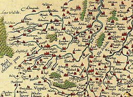 Lage von Neuhof (Neuenhof) auf einer Kartes des Hochstifts Fulda von 1574