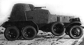 Panssaroitu auto BA-9 koekäytössä.  Sivukuva.  1936