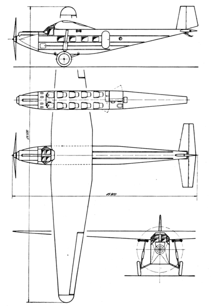 BFW M 20 3-view drawing from Aero Digest February 1929