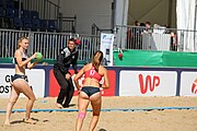 Deutsch: Beachhandball Europameisterschaften 2019 (Beach handball Euro); Tag 2: 3. Juli 2019 – Frauen, Vorrunde Gruppe D, Ukraine-Deutschland 2:0 (23:22, 32:24) English: Beach handball Euro; Day 2: 3 July 2019 – Women Preliminary Round Group D – Ukraine-Germany 2:0 (23:22, 32:24)