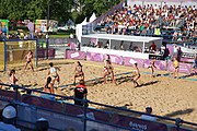 Deutsch: Beachhandball bei den Olympischen Jugendspielen 2018; Tag 3, 9. Oktober 2018; Jungs, Vorrunde, Gruppe B - Argentinien-Hongkong 2:0 English: Beach handball at the 2018 Summer Youth Olympics at 9 October 2018 – Girls Preliminary Round Group B – Argentina-Hing Kong 2:0